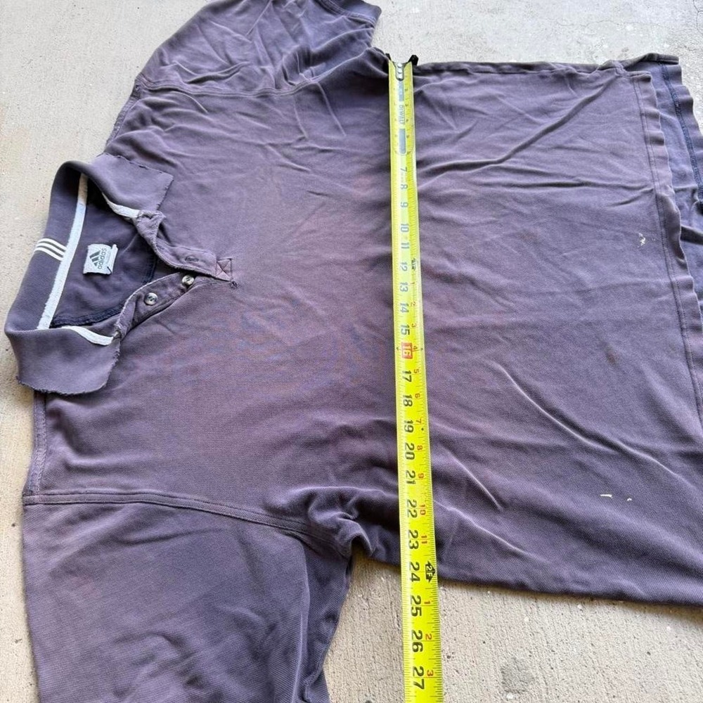 Vintage 90s Adidas Polo Shirt Mens XL Gray Purple Faded Trashed Distressed - Picture 5 of 6